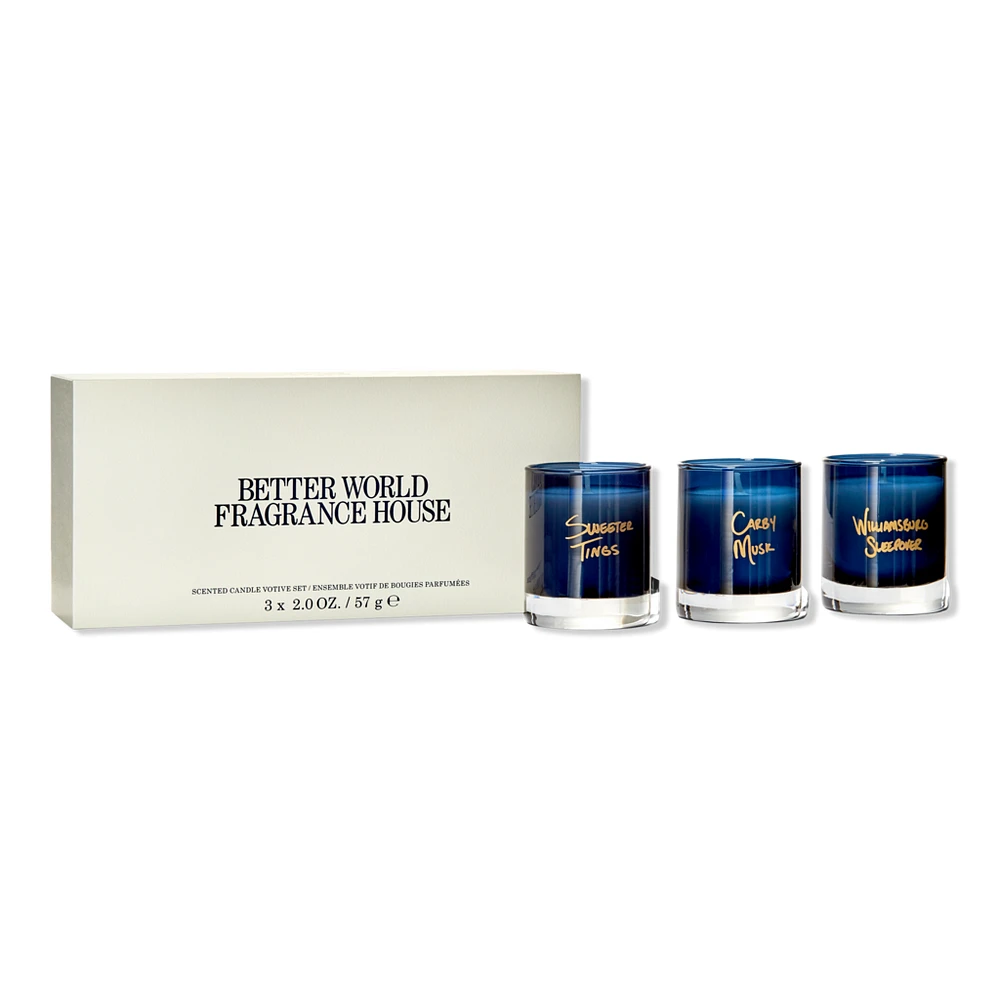 BETTER WORLD FRAGRANCE HOUSE 3 piece Scented Candle Votive Set