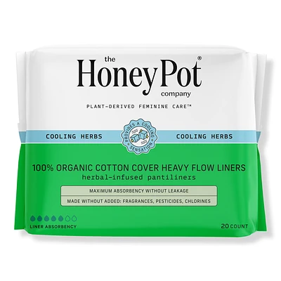 The Honey Pot Company Herbal Heavy Flow Pantiliners with Wings