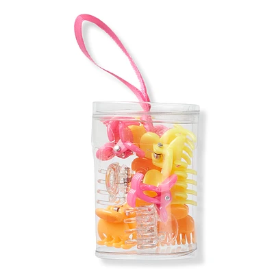 Style Chemistry Mini Claw Clips in Cylinder - Pink/Orange/Yellow/Clear
