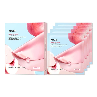 Peach 70 Niacin Brightening Collagen Mask - 4 ct
