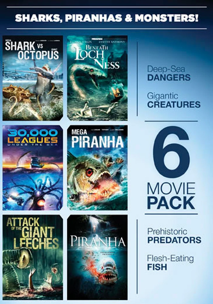 6 Movie Pack: Sharks Piranhas & Monsters - USED