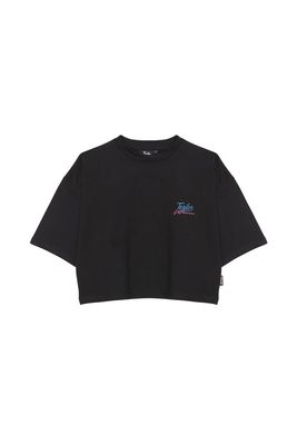 BLACK RAINBOW CROP TEE - Tee-shirt
