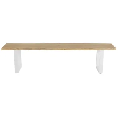 Banc de jardin en acacia massif et acier blanc Pianosa
