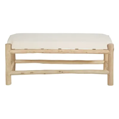 Banc en bois d'eucalyptus et coton blanc MELILLA