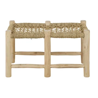 Banc en bois de teck et fibre végétale tressée beige UMAYA