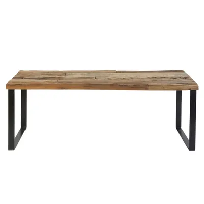 Banc en bois recyclé et métal noir DIEGO