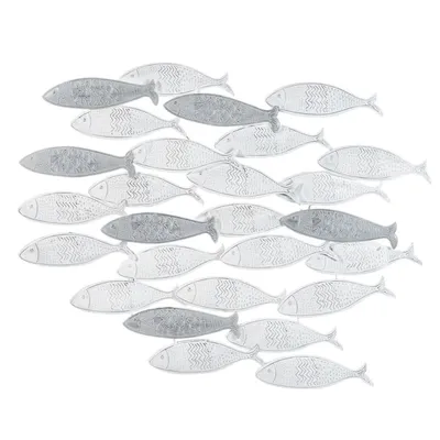 Déco murale banc de poissons en métal 70x56