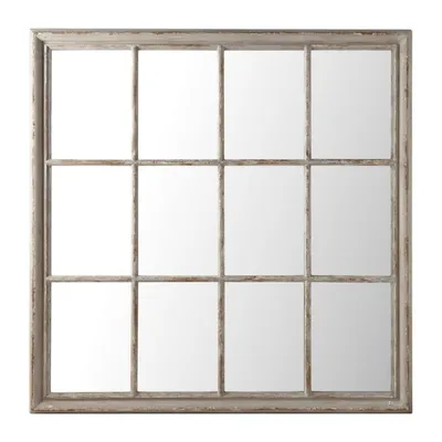 Miroir fenêtre en bois de paulownia gris 120x120 Camargue