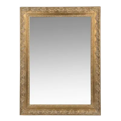 Miroir rectangulaire en bois paulownia doré 90x120 Valentine