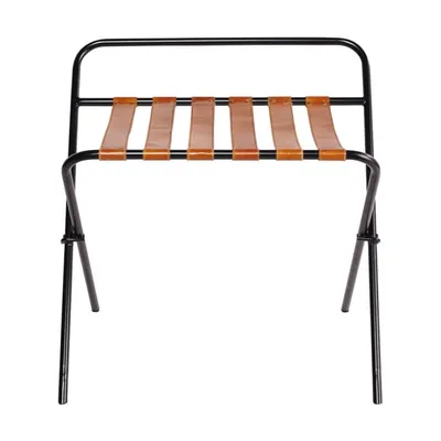 Porte-bagages pliable en cuir de chèvre marron et métal noir Joe Business