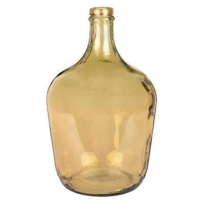Vase Dame-Jeanne en verre teinté jaune H30