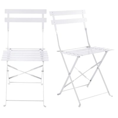 2 chaises de jardin pliantes en métal époxy blanc H80 | Maisons du Monde