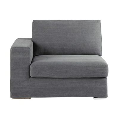 Accoudoir gauche de canapé en coton gris | Maisons du Monde
