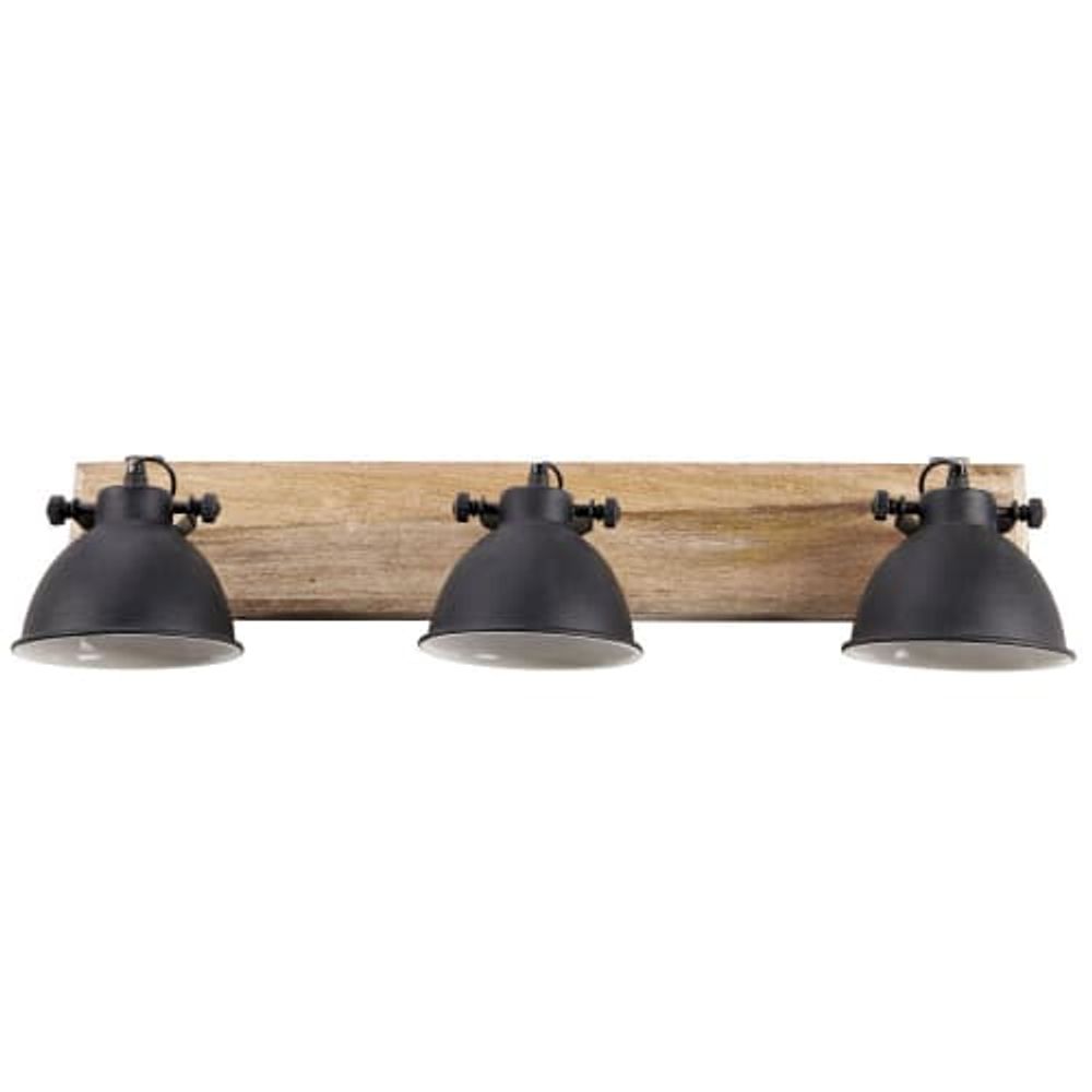Applique 3 lampes en manguier et métal noir L.73cm | Maisons du Monde