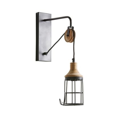 Applique en métal noir et manguier | Maisons du Monde
