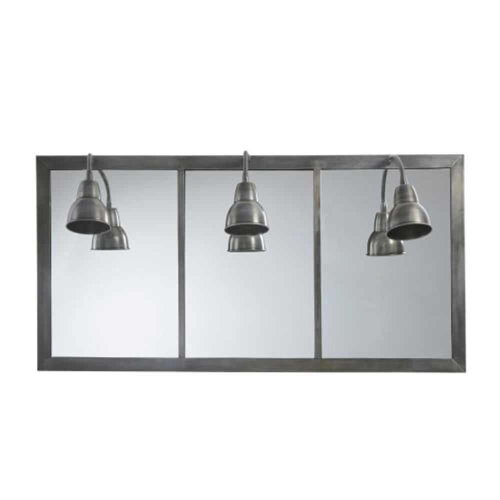 Applique indus miroir 3 abat-jour métal gris anthracite | Maisons du Monde