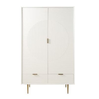 Armoire 2 portes 2 tiroirs en pin blanc satiné | Maisons du Monde