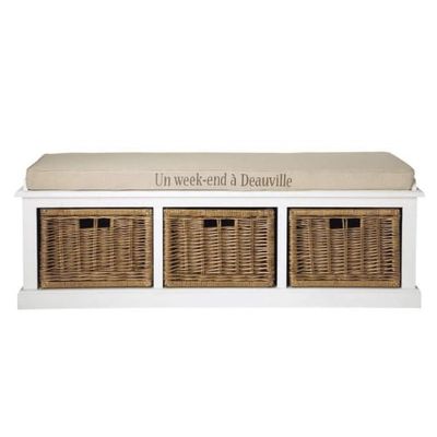 Banc de rangement 3 compartiments blanc | Maisons du Monde