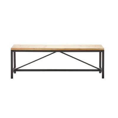 Banc en métal noir et sapin massif L140 | Maisons du Monde
