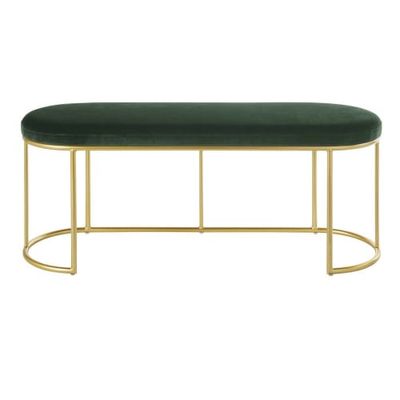 Banc en velours vert et métal doré | Maisons du Monde