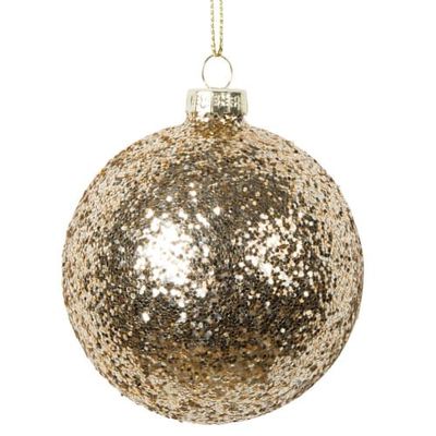 Boule de Noël en verre doré à paillettes | Maisons du Monde