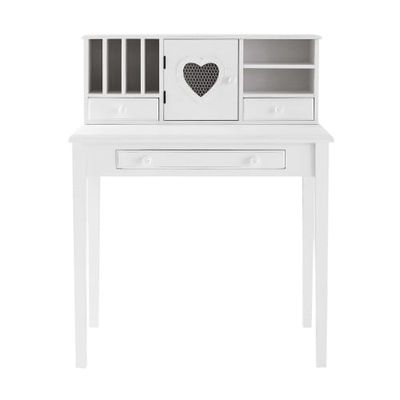 Bureau secrétaire 1 porte 3 tiroirs blanc | Maisons du Monde