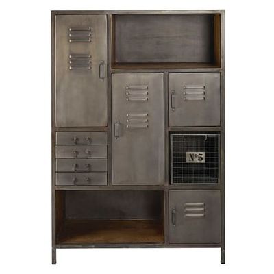 Cabinet de rangement 4 portes 4 tiroirs en métal et manguier | Maisons du Monde