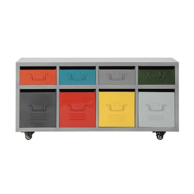 Cabinet de rangement 8 tiroirs à roulettes en métal multicolore | Maisons du Monde