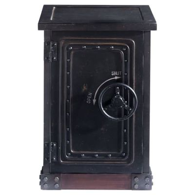 Cabinet de rangement coffre-fort en bois noir effet vieilli L 53 cm | Maisons du Monde