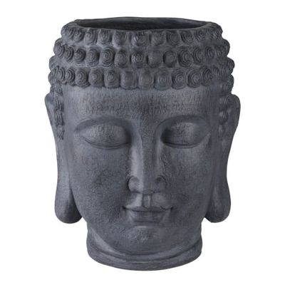 Cache-pot bouddha en ciment gris anthracite H52 | Maisons du Monde