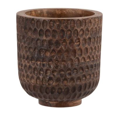 Cache-pot en manguier gravé H16 | Maisons du Monde