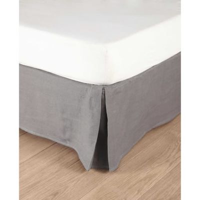 Cache-sommier 140x190 en lin lavé gris moyen | Maisons du Monde