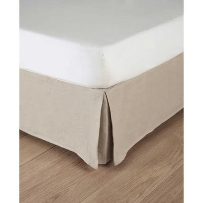Cache-sommier 180 x 200 cm en lin lavé beige | Maisons du Monde