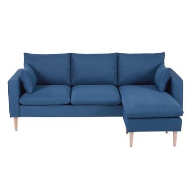 Canapé d'angle 3/4 places en tissu bleu | Maisons du Monde