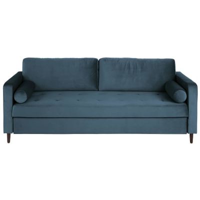 Canapé-lit 3/4 places en velours bleu | Maisons du Monde