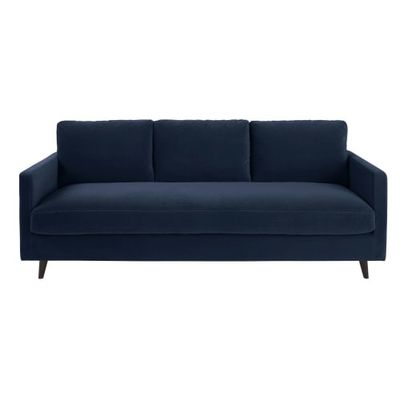 Canapé-lit places en velours bleu nuit