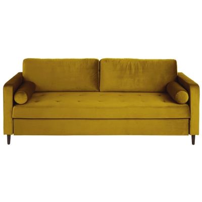 Canapé-lit 3/4 places en velours jaune | Maisons du Monde