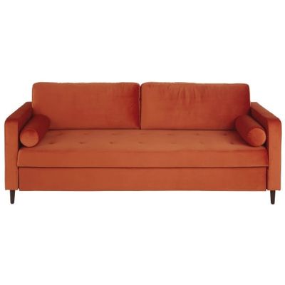 Canapé-lit 3/4 places en velours orange | Maisons du Monde
