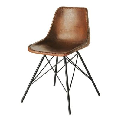 Chaise indus en cuir marron | Maisons du Monde
