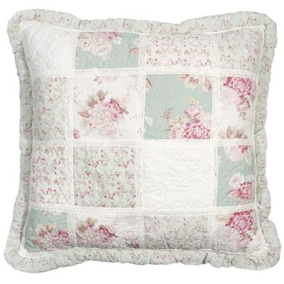 Coussin en coton vert et rose à motifs 60x60 | Maisons du Monde
