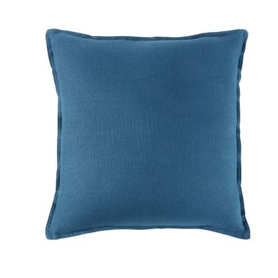 Coussin en lin lavé bleu paon 45x45 | Maisons du Monde