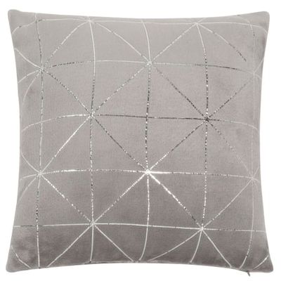 Coussin gris motifs graphiques argentés 40x40 | Maisons du Monde