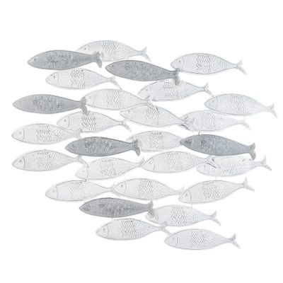Déco murale banc de poissons en métal 70x56 | Maisons du Monde