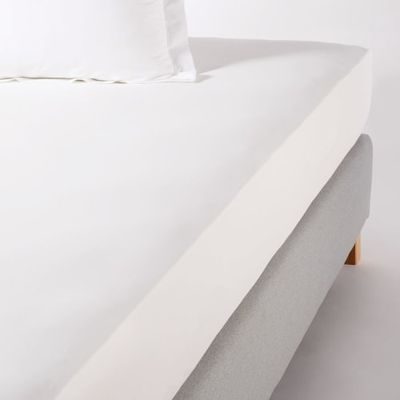 Drap housse hôtellerie en percale de coton blanc 160x200, bonnet 28 | Maisons du Monde