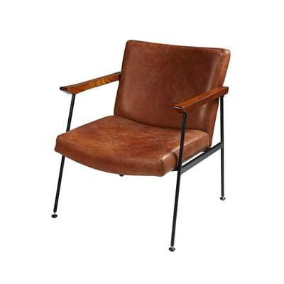 Fauteuil en cuir de vachette marron vieilli | Maisons du Monde