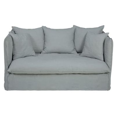 Housse de canapé places en lin froissé gris clair | Maisons du Monde
