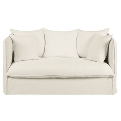 Housse de canapé convertible places en lin froissé blanc | Maisons du Monde
