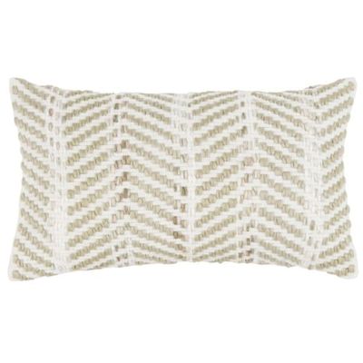 Housse de coussin à motifs tissés écru et vert olive 30x50 | Maisons du Monde