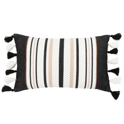 Housse de coussin en coton bio à pompons 30x50 | Maisons du Monde