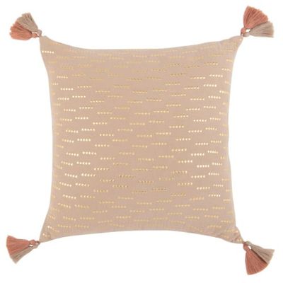 Housse de coussin en gaze de coton taupe, blanc et doré 40x40 | Maisons du Monde